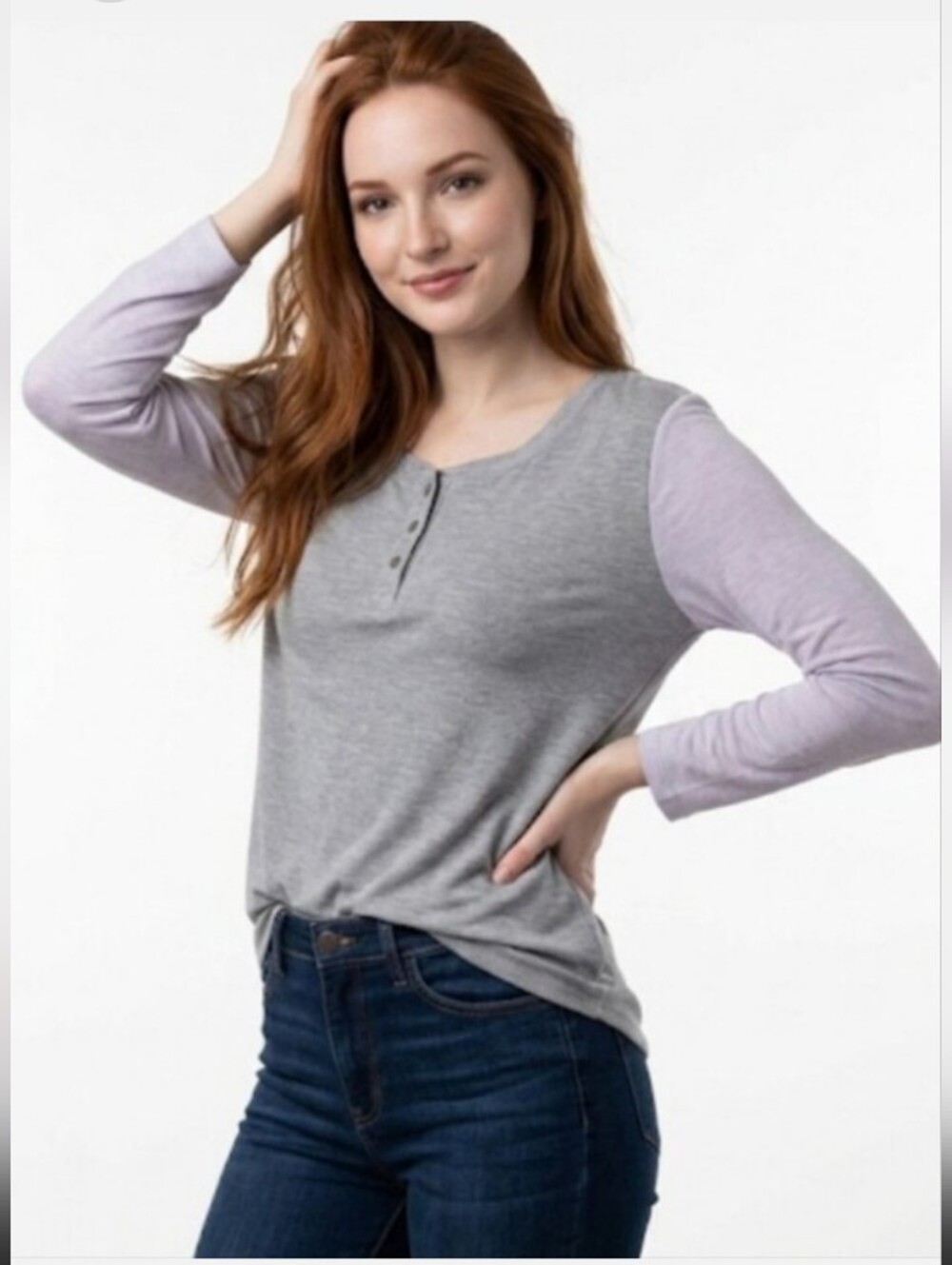 "Gap" Misses Size (L) Cute Gray Longsleeve Knit Top